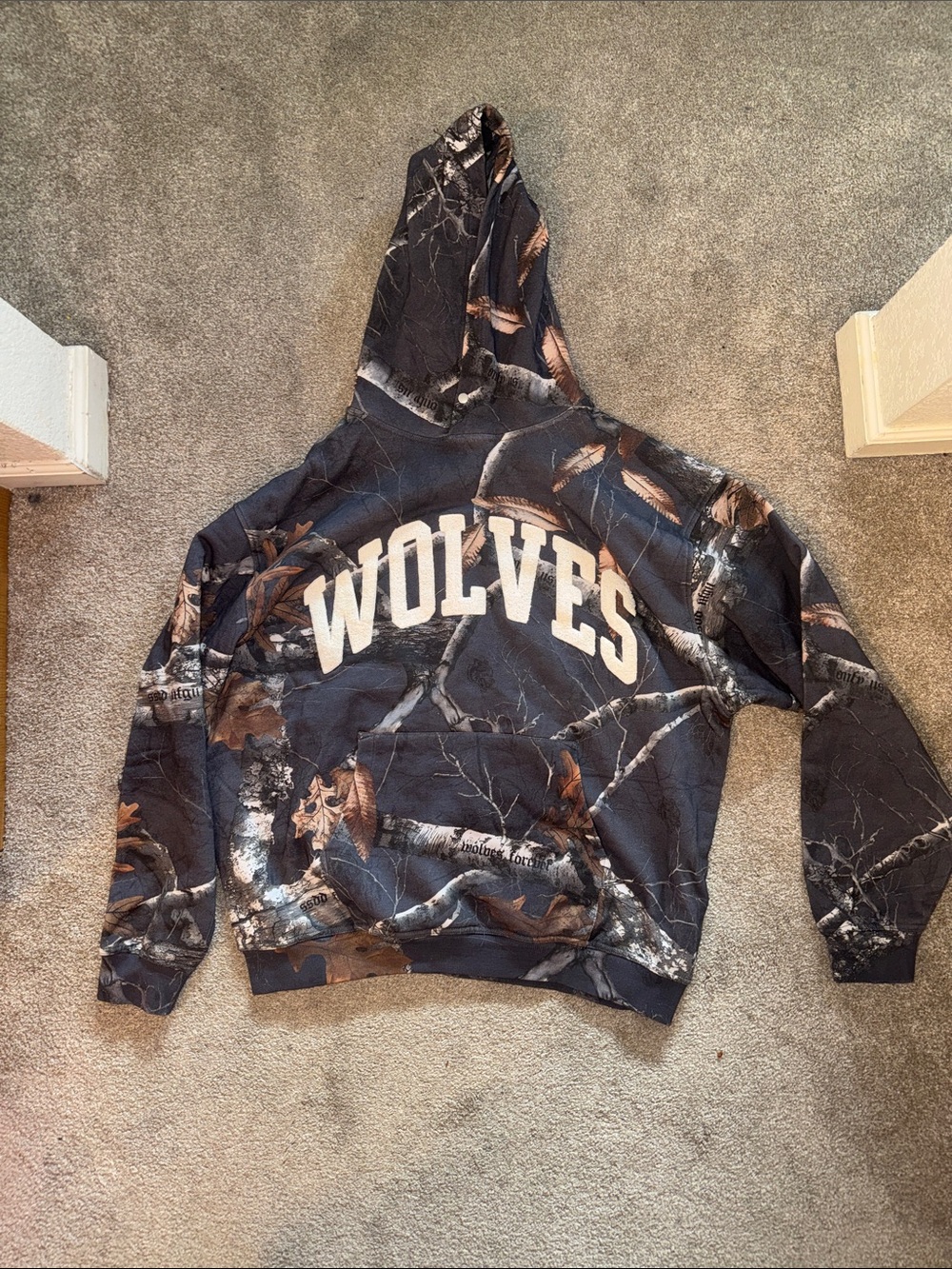 Darc Sport Wolves Camouflage Pullover Hoodie in Black and Brown